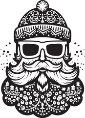 Retro Claus Redux Vintage Inspired Artwork in Vector Format Urban Hipster Holiday Trendy Santa Art in Vector Logo Design