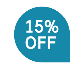 3d 15% off sale label, sticker isolated on white background