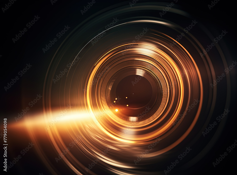 Poster Light flare in the dark space. Abstract background with shiny lens glare effect.