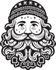 Santas Beard Brigade Trendy Iconography in Vector Logo Design Hipster Holiday Chic Modern Santa Art in Vector Format