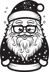 Hipster Holiday Chic Modern Santa Art in Vector Format Whimsical Whiskers Artistic Santa Logo Design in Vector
