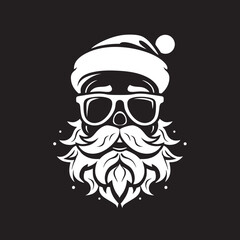 Urban Hipster Holiday Trendy Santa Art in Vector Logo Design Whiskers and Woolens Hipster Santa Iconography in Vector Design
