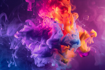 A colorful, abstract image of a person with fire and water flowing through them - obrazy, fototapety, plakaty