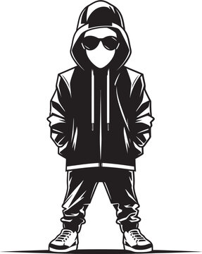 Dark Defender Man in Hood and Glasses Vector Logo Symbol Incognito Identity Hooded Figure with Glasses Vector Logo Icon