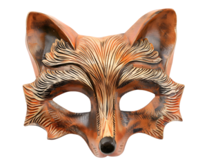 Fox mask, vintage fox mask on transparent background