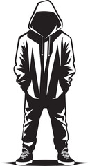 Hooded Chic Chic Man in Hoodie Vector Emblem City Explorer Exploring Man in Hoodie Vector Logo