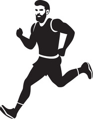 Fototapeta na wymiar Runners Emblem Man Running Vector Logo Icon Urban Stride Jogging Man Vector Emblem Design