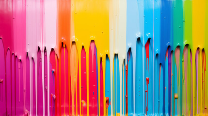 Colorful paint dripping, abstract rainbow background
