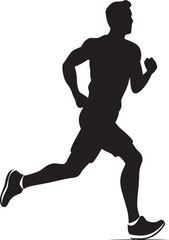 Fototapeta na wymiar Jogging Guru Athletic Man Vector Logo Urban Dash Man Running Vector Icon Design