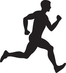 Fototapeta na wymiar Marathon Spirit Jogging Man Vector Logo Symbol City Stride Urban Man Running Vector Icon Design