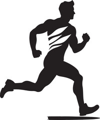 Fototapeta na wymiar Jogging Guru Athletic Man Vector Icon Urban Dash Man Running Vector Emblem Design