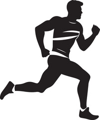 Fototapeta na wymiar Urban Dash Man Running Vector Icon Marathon Spirit Jogging Man Vector Emblem Symbol