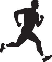 Fototapeta na wymiar Marathon Motion Man Running Vector Icon Urban Stride Jogging Man Vector Emblem