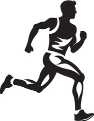 Fototapeta na wymiar Marathon Spirit Jogging Man Vector Icon City Strider Urban Man Running Vector Emblem