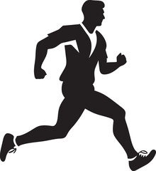 Fototapeta na wymiar Trailblazing Trek Man Running Vector Emblem City Sprint Urban Man Running Vector Logo Design