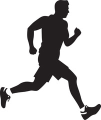 Fototapeta na wymiar Fitness Focus Jogging Man Vector Icon Trailblazing Tempo Man Running Vector Emblem