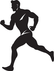 Marathon Motion Urban Man Running Vector Icon Urban Stride Man Running Vector Emblem