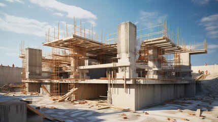 Obraz premium A photo of a construction site with concrete forms.