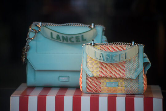 Strasbourg - France - 6 April 2024 - closeup of Lancel hand bags in a luxury fashion store showroom