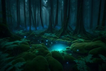 night in the forest with sky