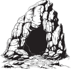 Stone Age Ancestors Prehistoric Stone Cave Logo Emblem Tribal Traditions Stone Cave Vector Symbol
