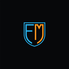 FM, MF letter logo design template