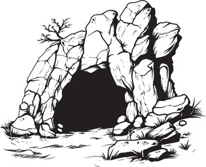 Tribal Trove Prehistoric Cave Logo Symbol Fossil Fortress Stone Cave Vector Design