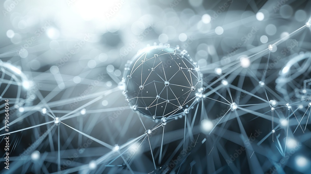 Leinwandbilder Technology network data connection. Digital data network and cyber security concept. Social Network Connections Future Abstract Background. Generative AI.