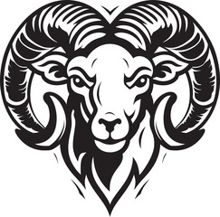 Classic Horns Ram Head Vintage Logo Vector Emblem Antique Elegance Ram Head Vintage Logo Design