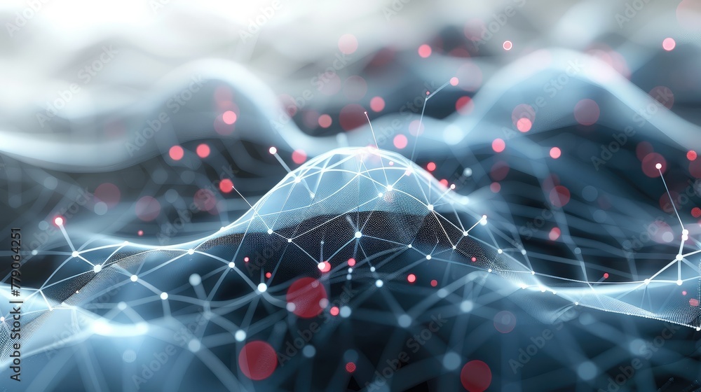 Leinwandbilder Technology network data connection. Digital data network and cyber security concept. Social Network Connections Future Abstract Background. Generative AI.