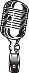 Vintage Voice Retro Microphone Emblem Design Old School Soundscape Vintage Microphone Logo Vector Symbol