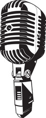Vintage Vocalist Microphone Icon in Retro Logo Classic Croon Vintage Mic Emblem Design