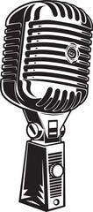 Classic Cadence Vintage Microphone Emblem Icon Antique Audio Retro Microphone Logo Symbol