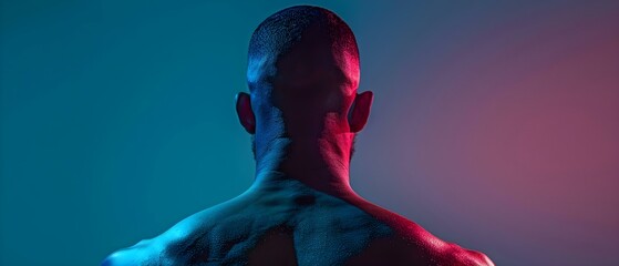Tension's Silhouette: The Quiet Ache of Trapezius Strain. Concept Stress Relief, Relaxation Techniques, Muscle Tension, Mind-Body Connection - obrazy, fototapety, plakaty