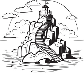 Shoreline Stairs Stair Emblem on Rocky Outcrop Island Majesty Rocky Island with Stair Icon
