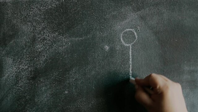 Drawing a stickman on the blackboard