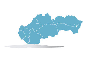 Mapa azul de Eslovaquia en fondo blanco.