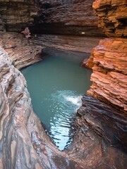 Kermits Pool in Karijini National Park, Western Australia, vertical