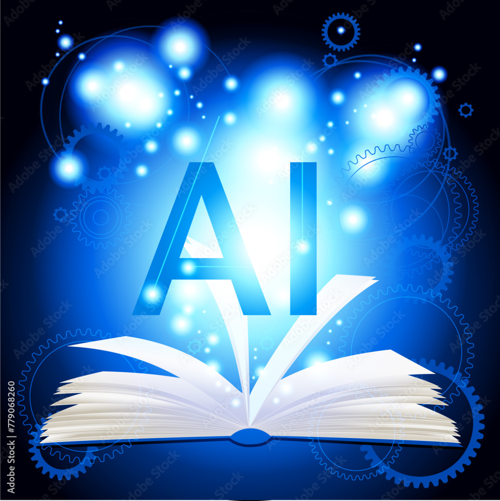 Poster futuristic design of an artificial intelligence brain with circuit board. digital and technology bac