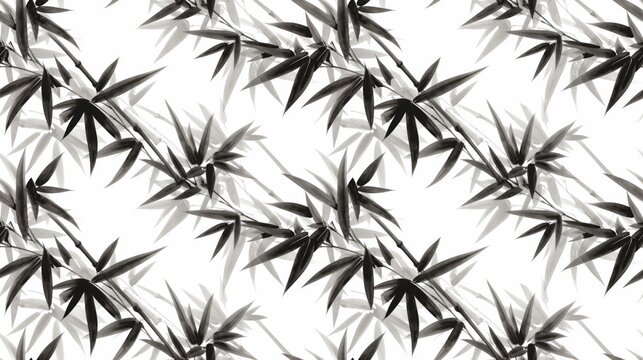 Bamboo leaves, ink wash painting style, on white