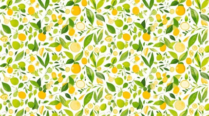 Citrus tree leaves, bright and refreshing, on white