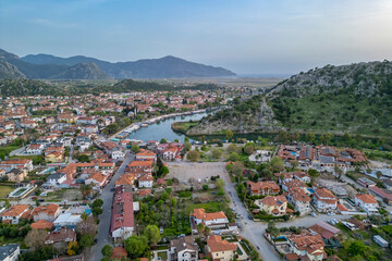 Dalyan Town riverside view in Mugla Province of Turkey