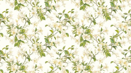 Obraz na płótnie Canvas Honeysuckle vines, delicate flowers and leaves, on white