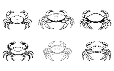 set of crab silhouette vector illustration