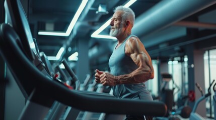 Fototapeta na wymiar Senior Man in Gym Training