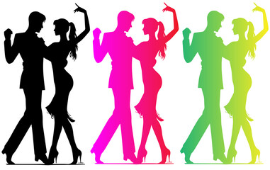 Silhouettes couple dance