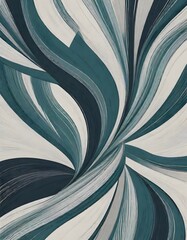 Abstract Dynamic Flat Waves in a Textured Design, Energy and Flow in Green and White, Generative AI