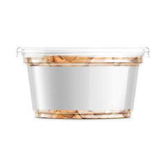 Clear Plastic Food Container with Cashew Mockup Isolated Background