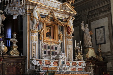 Santa Maria in Aracoeli Church Main Altar Close Up in Rome, Italy