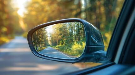 Rear view mirror in a car. Road control